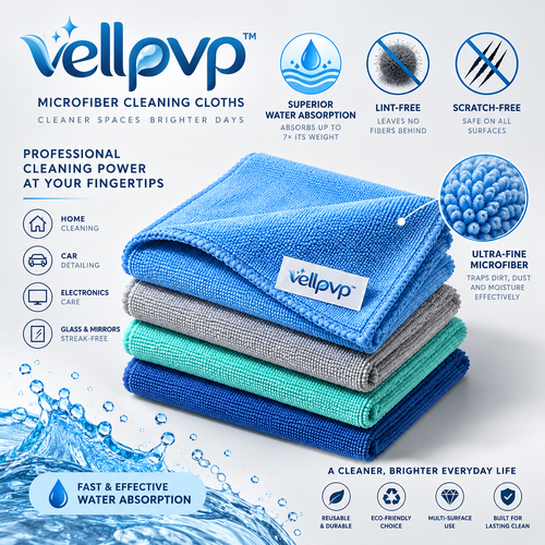 vellpvp™ Everyday Microfiber Cleaning Kit — Reusable Household Cleaning Accessories