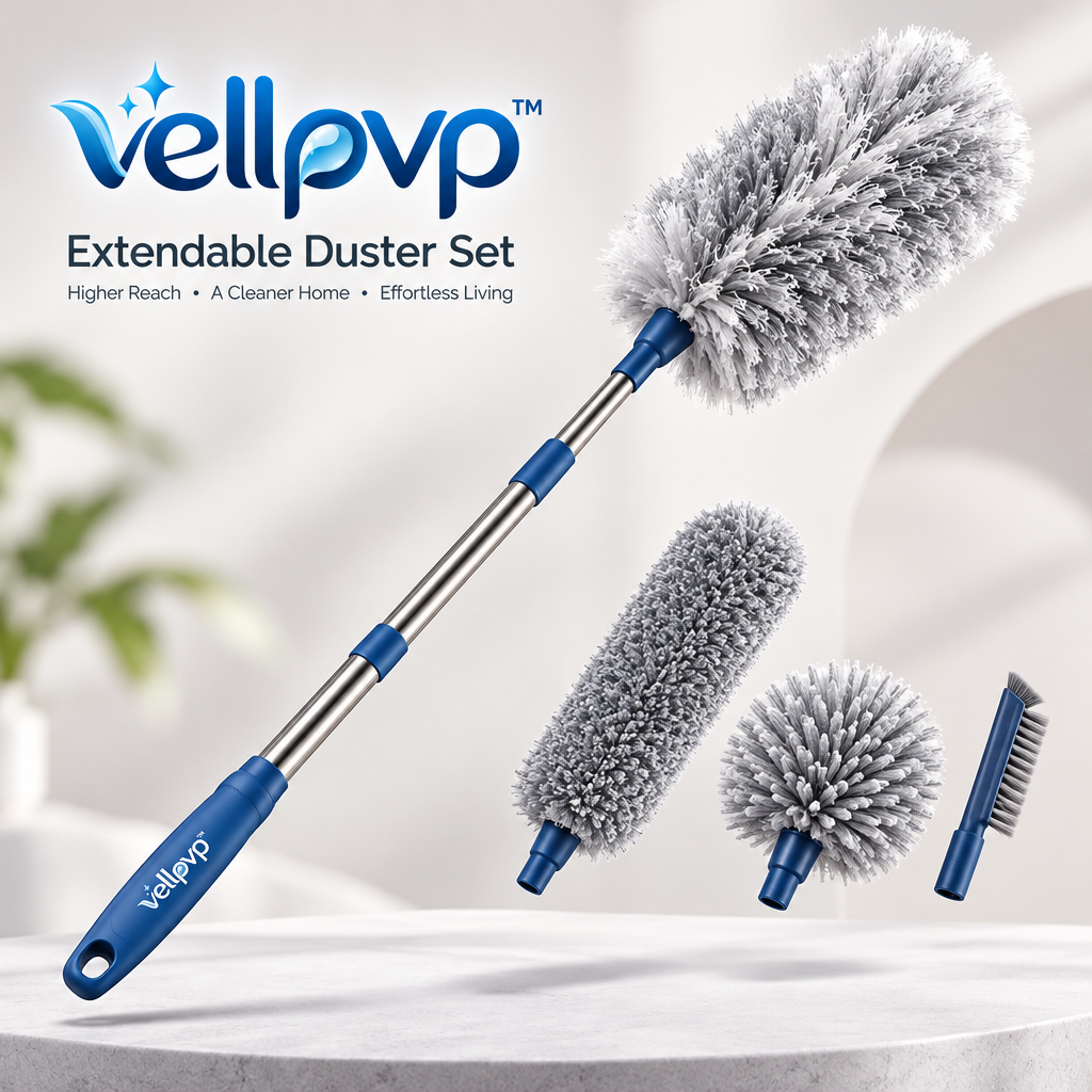 vellpvp™ Extendable Multi-Surface Duster Set — Reusable Household Cleaning Accessories