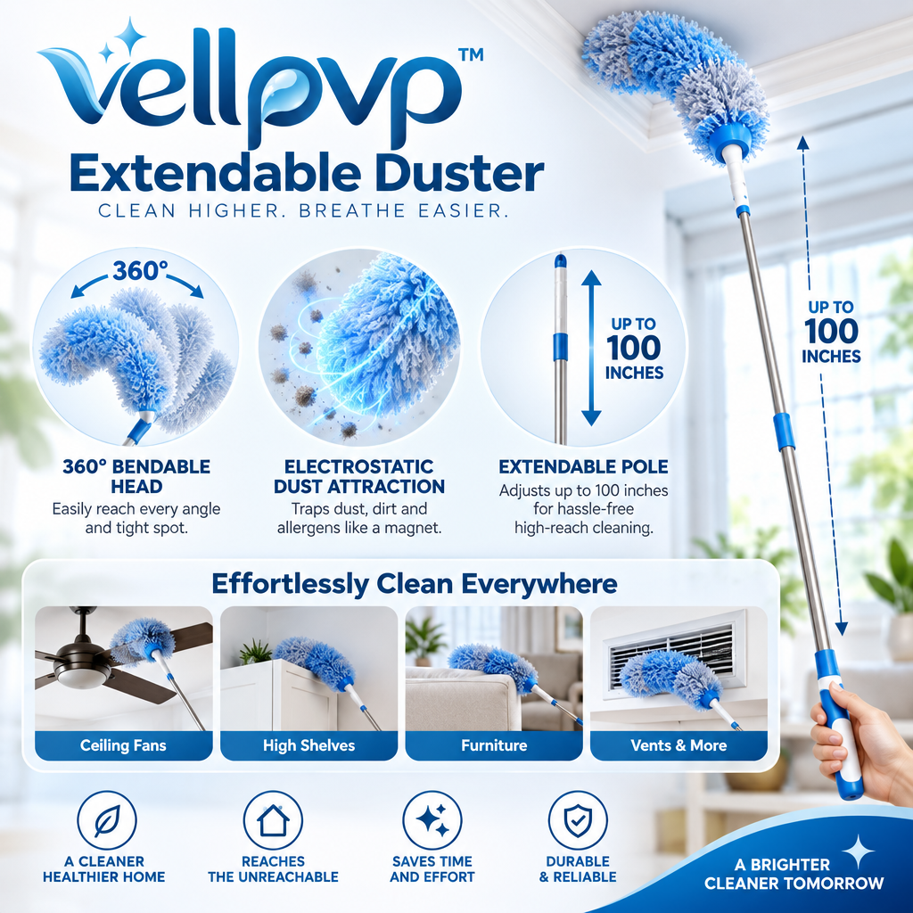 vellpvp™ Extendable Multi-Surface Duster Set — Reusable Household Cleaning Accessories