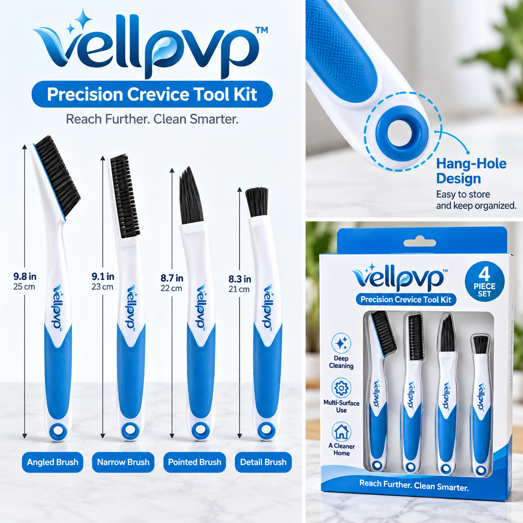 vellpvp™ Precision Crevice Cleaning Tool Kit — Reusable Household Cleaning Accessories