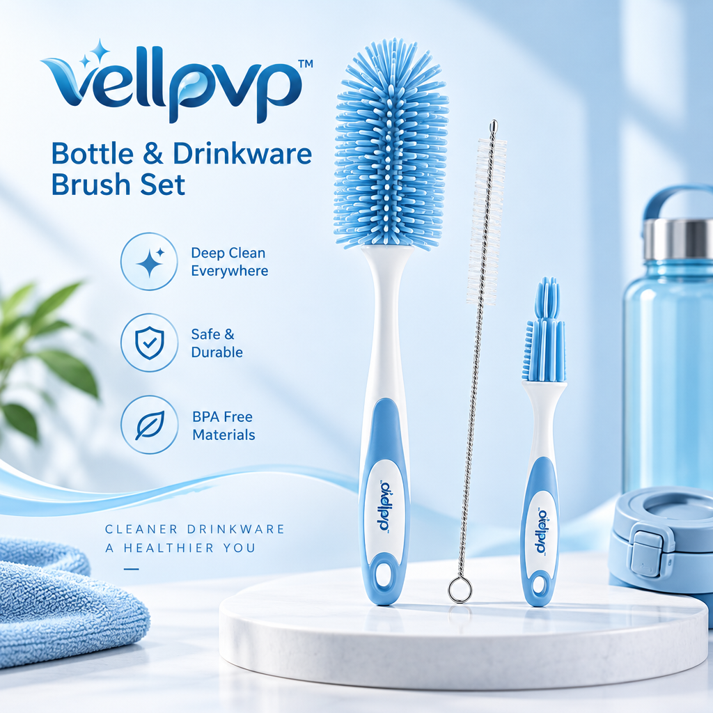 vellpvp™ Kitchen Bottle & Drinkware Brush Set — Kitchen Cleaning Accessories