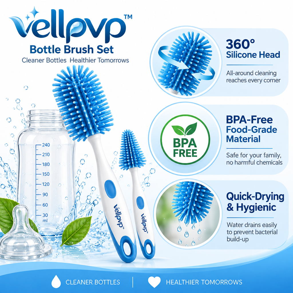 vellpvp™ Kitchen Bottle & Drinkware Brush Set — Kitchen Cleaning Accessories