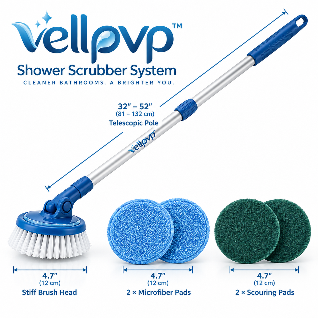 vellpvp™ Extendable Shower Scrubber System — Bathroom Cleaning Tools