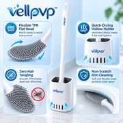 vellpvp™ Silicone Toilet Brush & Holder Set — Bathroom Cleaning Tools