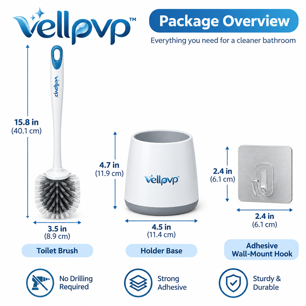 vellpvp™ Silicone Toilet Brush & Holder Set — Bathroom Cleaning Tools