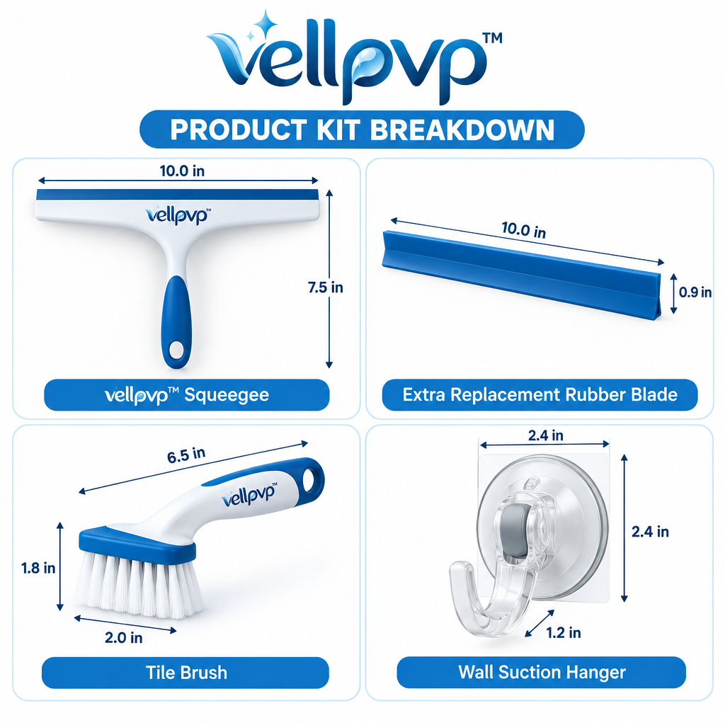 vellpvp™ Bathroom Glass & Tile Cleaning Kit — Bathroom Cleaning Tools