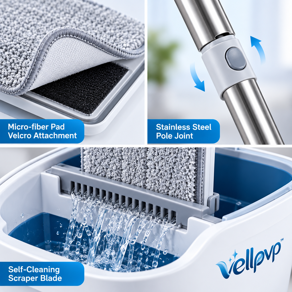 vellpvp™ Microfiber Flat Mop Cleaning System — Floor & Surface Cleaning Equipment