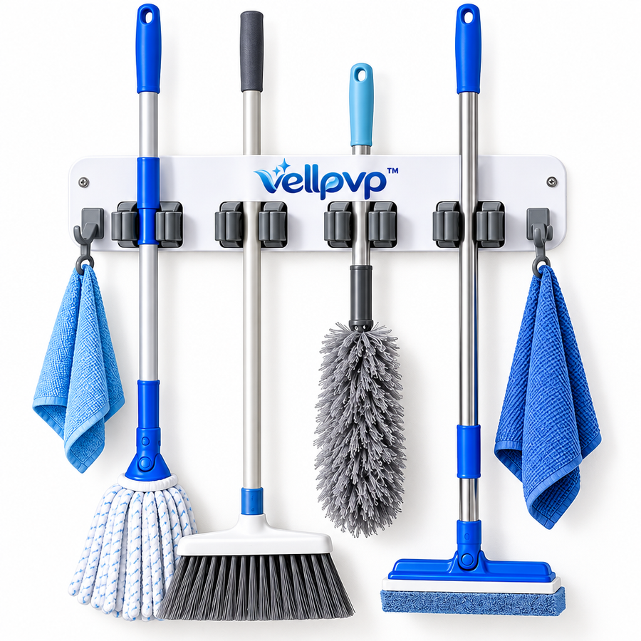 vellpvp™ Wall-Mounted Cleaning Tool Organizer — Cleaning Supply Storage & Organization