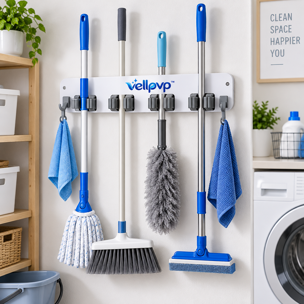 vellpvp™ Wall-Mounted Cleaning Tool Organizer — Cleaning Supply Storage & Organization
